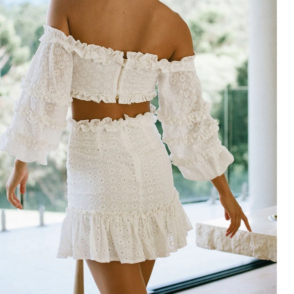 Sabo Skirt White Lace Long Sleeve Dress - Picture 3 of 8